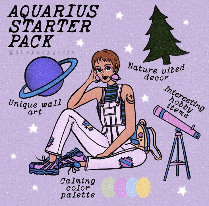 the aquarius starter pack includes an image of a man sitting on his knees and holding a