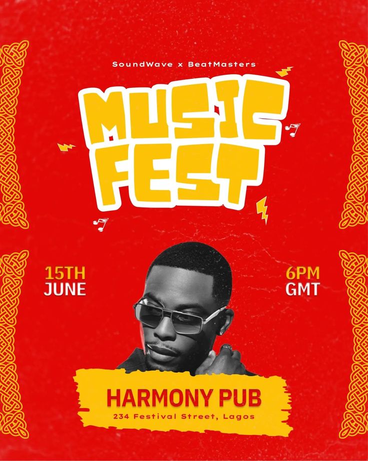 the poster for music fest featuring harmony pub