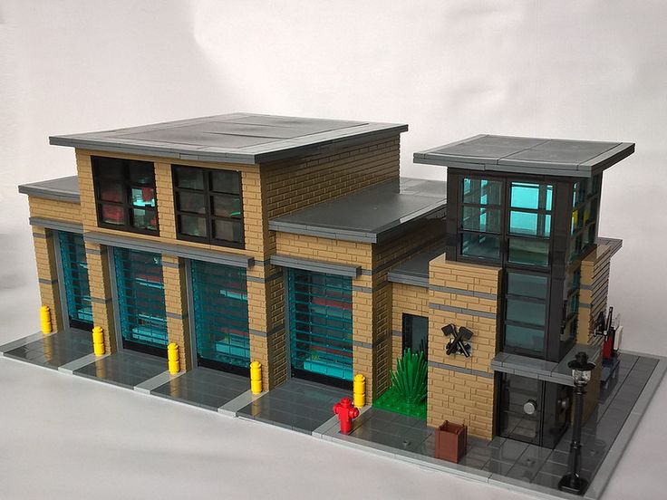 a lego model of a building with two stories