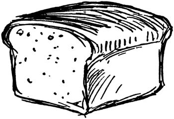 a black and white drawing of a loaf of bread