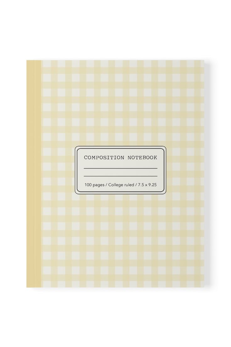 the composition notebook in yellow gingham