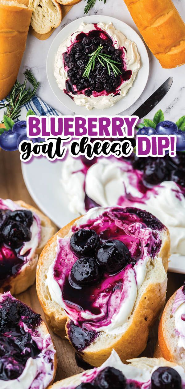 blueberry goat cheese dip with bread on the side