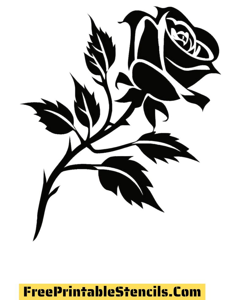 a black and white drawing of a rose with the words free printable stencils com