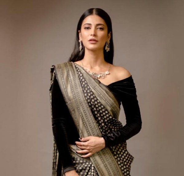 5 South Indian Designers And Their Kanjeevarams For The New-Age Bride | WeddingBazaar Saree Jacket Designs Latest, Off Shoulder Saree Blouse, Velvet Saree Blouse, Black Velvet Blouse Design, Exclusive Saree Blouse Designs, Full Sleeves Blouse Designs, Velvet Blouse Design, Saree Jacket, Saree Jacket Designs