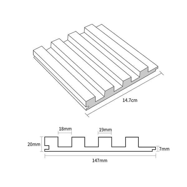 a diagram showing the width and height of a wooden slatted flooring board