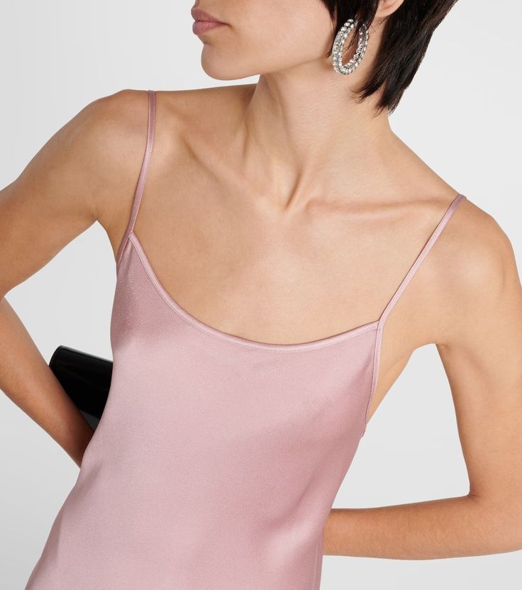 Cami Satin Gown in Pink - Victoria Beckham | Mytheresa Silk Gown For Gala, Chic Silk Crepe Maxi Dress For Wedding, Chic Satin Finish Maxi Gown, Sleek Satin Evening Gown, Chic Satin Maxi Dress For Wedding, Chic Satin Finish Maxi Dress For Wedding, Fitted Silk Sleek Gown, Elegant Modal Satin Wedding Slip Dress, Fitted Sleek Silk Gown