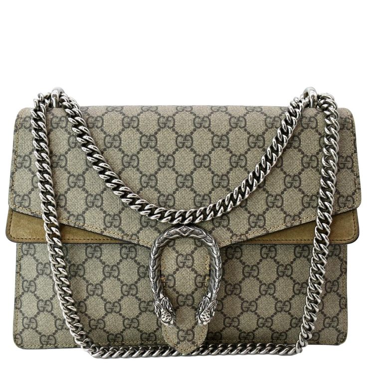 Item Details: Brand: GUCCI Model: Dionysus Medium Retail: N/A Style: Shoulder Bag Material: GG Supreme Monogram Color: Beige Made: Italy Code: 403348 Measurements: W 11" D 4" H 8" Accessories: Dust Bag. Condition Detail: Rank BC: Overall good pre-owned condition. It may have some visible signs of use. Please see the pictures carefully. Outside: Signs of use. Inside: Dirt marks, color marks, signs of use. Shape: Perfect. Edges: Rubbing, cuts, scratches, signs of use. Leather: Scratches, rubbing, Classic Gucci Shoulder Bag With Gold-tone Hardware, Outside Signs, Chanel Classic Medium, Perfect Edges, Pre-owned Beige Gucci Bag, Gucci Rectangular Shoulder Bag With Gold-tone Logo, Gucci Shoulder Bag With Gold-tone Hardware, Gucci Brown Shoulder Bag With Silver-tone Hardware, Gucci Handbag