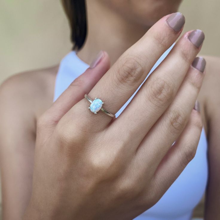 Check out our DeylanFineJewelry store for the very delicate and outstanding Necklaces and Rings. ♡ PRODUCT FEATURES  - All items are handmade - Material: 8K Gold, 14K Gold, Sterling Silver - Stone Selection: Real Opal Stone, Cubic Zirconia (CZ) - Color Options: Yellow Gold, Rose Gold, White Gold - Opal: 6.00 MM ♡ PACKAGING - All orders come in our high-quality packaging that is gift-ready. If you want to add a gift message, you can contact me via message.   ♥ Premium Created Certificate - DDC (D Classic Opal Moonstone Ring As Gift, Classic Moonstone Opal Ring For Anniversary, Opal Birthstone Ring In White Gold For Gift, Classic Opal Moonstone Anniversary Ring, Fine Jewelry Opal Ring As A Gift, Promise Opal Ring In Sterling Silver, Fine Jewelry Opal Ring With Round Band As Gift, Opal Ring With Center Stone As Gift, Promise Solitaire Stackable Rings