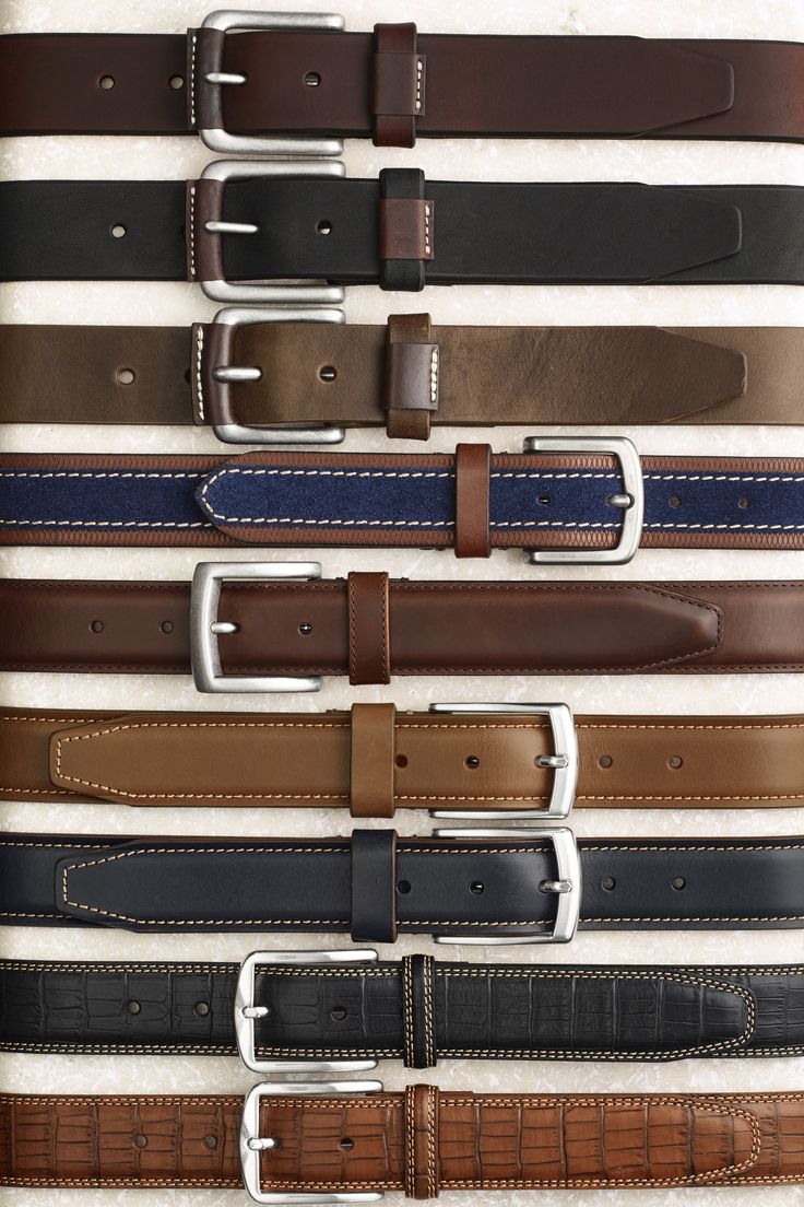 Pull it Together: From jeans to a suit, your look isn't complete without a good Johnston & Murphy belt. Mens Belts Fashion, Belt Display, Webbing Belt, Designer Belts, Leather Belts Men, Casual Belt, Fashion Belts, Johnston Murphy, Leather Projects