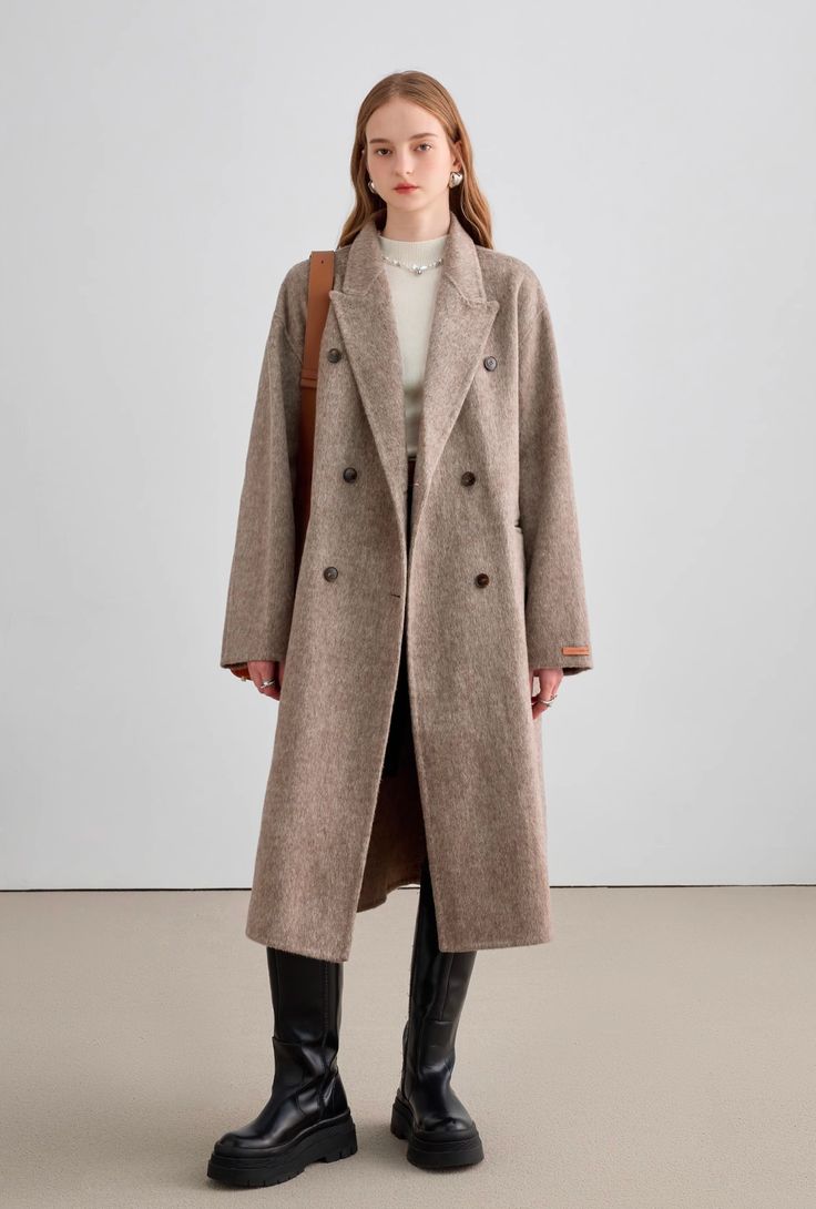 素材 ポリエステル:20％/シルク10%ウール60% 着用サイズ 175cm BWH : 80/59/89 Mサイズ Mulberry Silk, Long Coat, Wool Coat, Skirt Pants, Pants Set, Gray Color, Street Style, Sleeve Length, One Piece