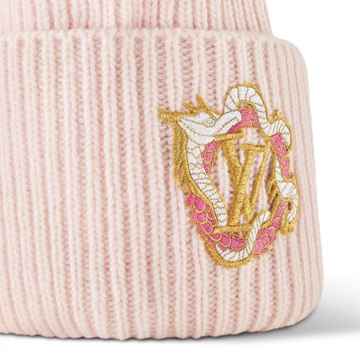 LOUIS VUITTON® - Precious Dragon Beanie - Pink Majestic Dragon, Louis Vuitton Official Website, Louis Vuitton Pink, Stylish Caps, Pink Beanies, Louis Vuitton Accessories, Lv Monogram, Louis Vuitton Official, Fashion Tv