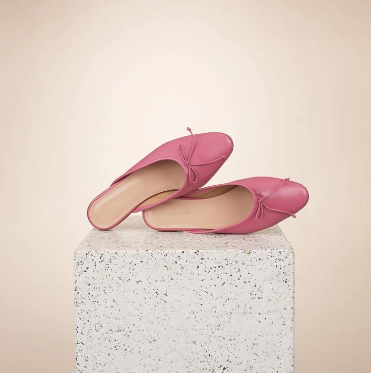 Como Slide - Thulian Pink – A. Soliani Feminine Slip-on Flats For Spring, Chic Pink Slip-on Slides, Classic Slides With Removable Insole, Spring Slides With Rubber Sole And Round Toe, Classic Summer Slip-ons With Cushioned Footbed, Elegant Summer Slip-ons With Cushioned Footbed, Pink Textured Sole Slip-on Sandals, Pink Slip-on Sandals With Textured Sole, Chic Slip-ons With Rubber Sole For Spring