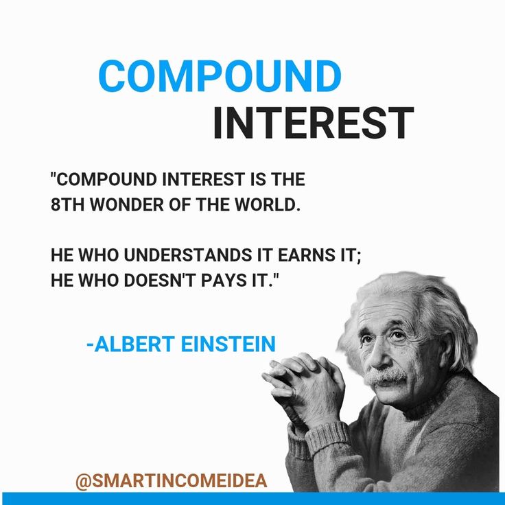 albert einstein quote with the caption compound intrestt is the 8th wonder of the world he who understands it earn it he who doesn't pays it