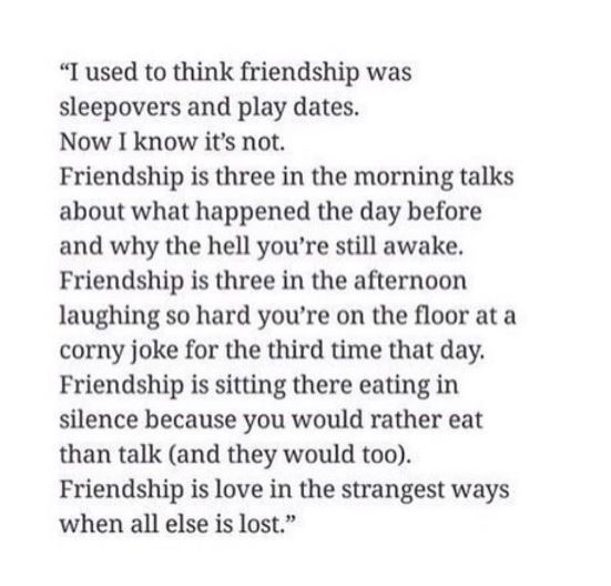 a poem that reads i used to think friends was sleepovers and play dates now i know it's not