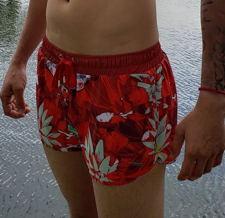 Material: UV protection |  80% Polyester 20% Elastane Lining: 89% Nylon 11% Lycra Hand Wash Made in Colombia   Model in picture is 5.8" using size Small Shorts Swimwear, Printed Swim, Mens Swim Trunks, Short Shorts, Miami Fl, Swim Trunks, Swim Shorts, Uv Protection, Miami