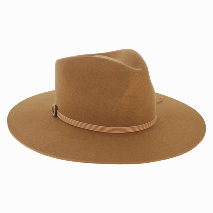 The American-made Stetson Mind's Eye captures western style in a classic silhouette with contemporary design. Hand blocked of a firm wool felt, it features a teardrop crown with a pronounced front pinch. A leather cord hat band finished with a brass Concho accent piece gives this flat brim fedora a Southwestern feel. The wide brim offers sun protection and holds its shape, wear after wear. The interior is fully lined and offers a genuine leather inner band for a comfortable fit. The Mind's Eye o Brown Leather Fedora For Fall, Brown Felt Hat With Flat Crown For Fall, Classic Brown Fedora For Fall, Brown Felt Hat For Rodeo In Fall, Brown Flat Crown Fedora For Fall, Brown Felt Hat For Fall Rodeo, Fall Rodeo Brown Felt Hat, Classic Brown Felt Hat With Flat Crown, Brown Flat Brim Felt Fedora