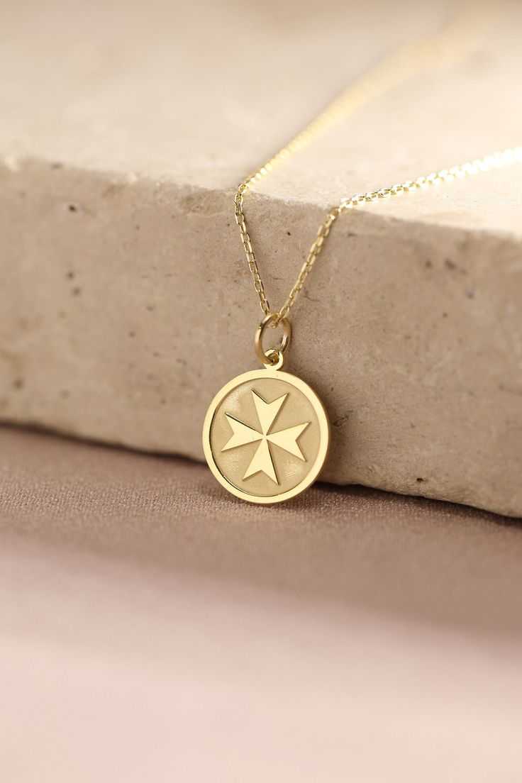 Gold Cross Pendant - Maltese Gold Necklace ● Material of pendant: Solid Gold 14k ( REAL GOLD ) ● Metal Stamp: 14k ( REAL GOLD ) ● The pendant is available in 5 sizes: - 12,7 mm / 0.5 inches (Diameter) - 14,0 mm / 0,55 inches ( Diameter ) In the photos - 15,3 mm / 0.6 inches ( Diameter ) - 16,5 mm / 0,65 inches ( Diameter ) - 19,1 mm / 0,75 inches ( Diameter ) ( In the photos the size is 14mm / 0.55 inches Diameter ) ( Jump Ring inner diameter: 4 mm ) ● Material of chain: Solid gold 14k ( REAL GO Maltese Cross Jewelry, Traditional Round Jewelry For Commemoration, Symbolic Charms Necklaces For Commemoration, Traditional Cross Pendant Necklace As Gift, Traditional Cross Pendant Necklace For Gift, Symbolic Charms Necklace For Commemoration, Amulet Pendant Necklace For Commemoration, Commemorative Amulet Necklaces With Round Shape, Amulet Style Commemoration Necklace With Round Shape