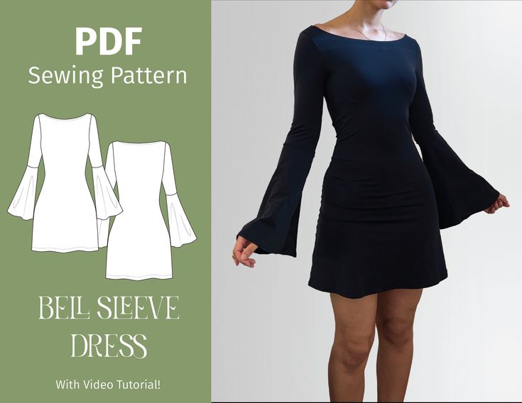 the bell sleeve dress sewing pattern is easy to sew and can be worn as a top