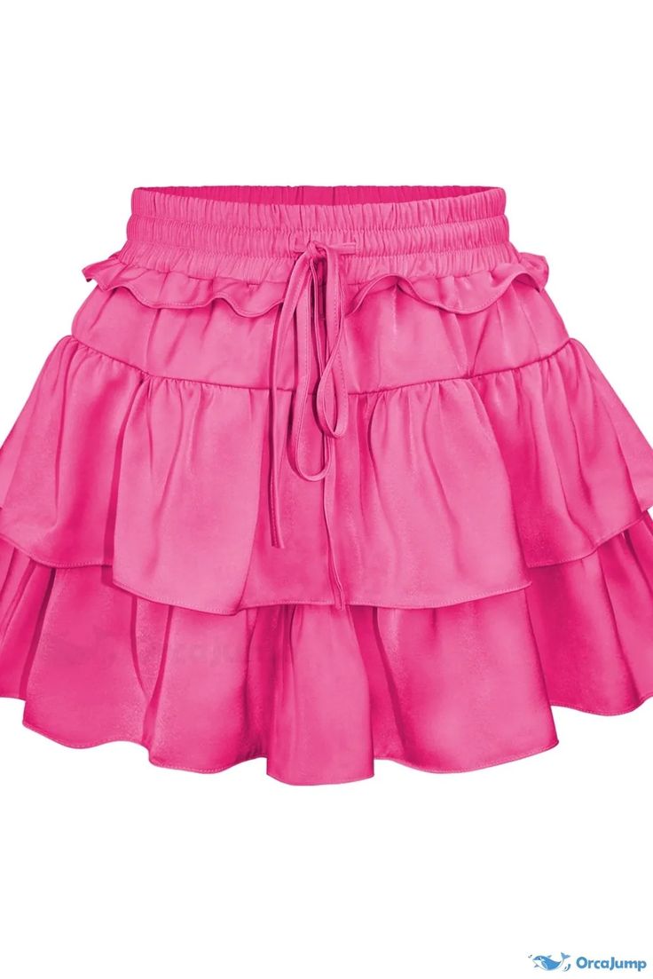 Orcajump - Fashionable Sexy Ruffled Hem Mini Skirt Casual Half Skirt Skirt Casual, Half Skirt, Skirt Skirt, Matte Satin, Color Fabric, Cute Fits, Ruffle Skirt, Types Of Skirts, Casual Skirts