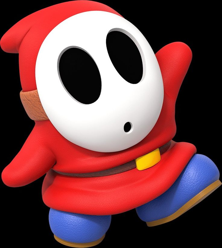 a red and white cartoon character with big eyes