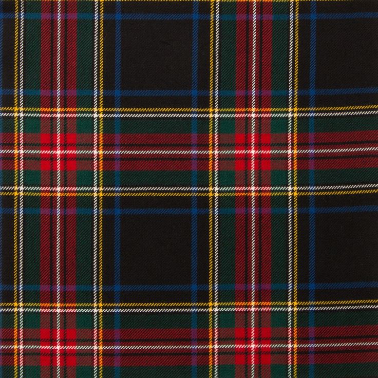 Stewart Black Modern Light Weight Tartan Fabric-Front Tam O' Shanter, Tartan Tie, Royal Stewart Tartan, Stewart Tartan, Wool Tie, Hooded Cape, Tartan Fabric, Scottish Clans, Plaid Fabric