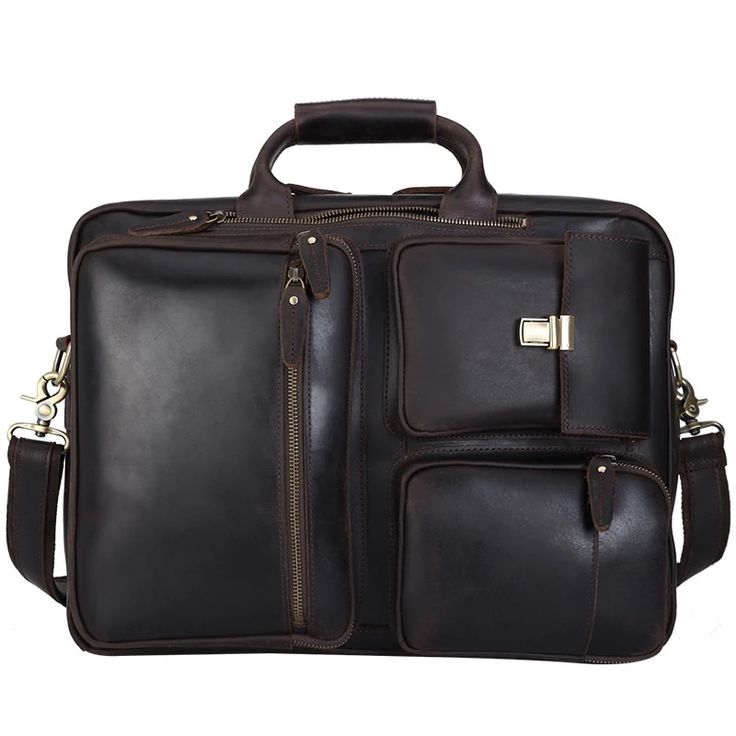 Classic Briefcase With Large Capacity, Leather Laptop Bag With Large Capacity For Business Trips, Brown Leather Backpack With Laptop Sleeve For Business, Brown Leather Business Backpack With Laptop Sleeve, Leather Satchel For The Workplace, Rectangular Leather Bag For The Workplace, Rectangular Leather Bags For The Workplace, Leather Satchel For Workplace, Rectangular Leather Bags For Workplace