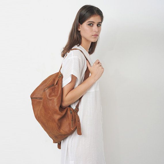 Brown Leather Backpack by CyanByMiriWeiss Modern Soft Leather Backpack Shoulder Bag, Modern Brown Leather Backpack For Daily Use, Modern Soft Leather Shoulder Backpack, Daily Leather Backpack With Adjustable Strap, Versatile Leather Satchel Backpack, Versatile Leather Backpack, Brown Satchel Backpack For Everyday Use, Brown Leather Backpack For Daily Use, Modern Everyday Backpack In Soft Leather