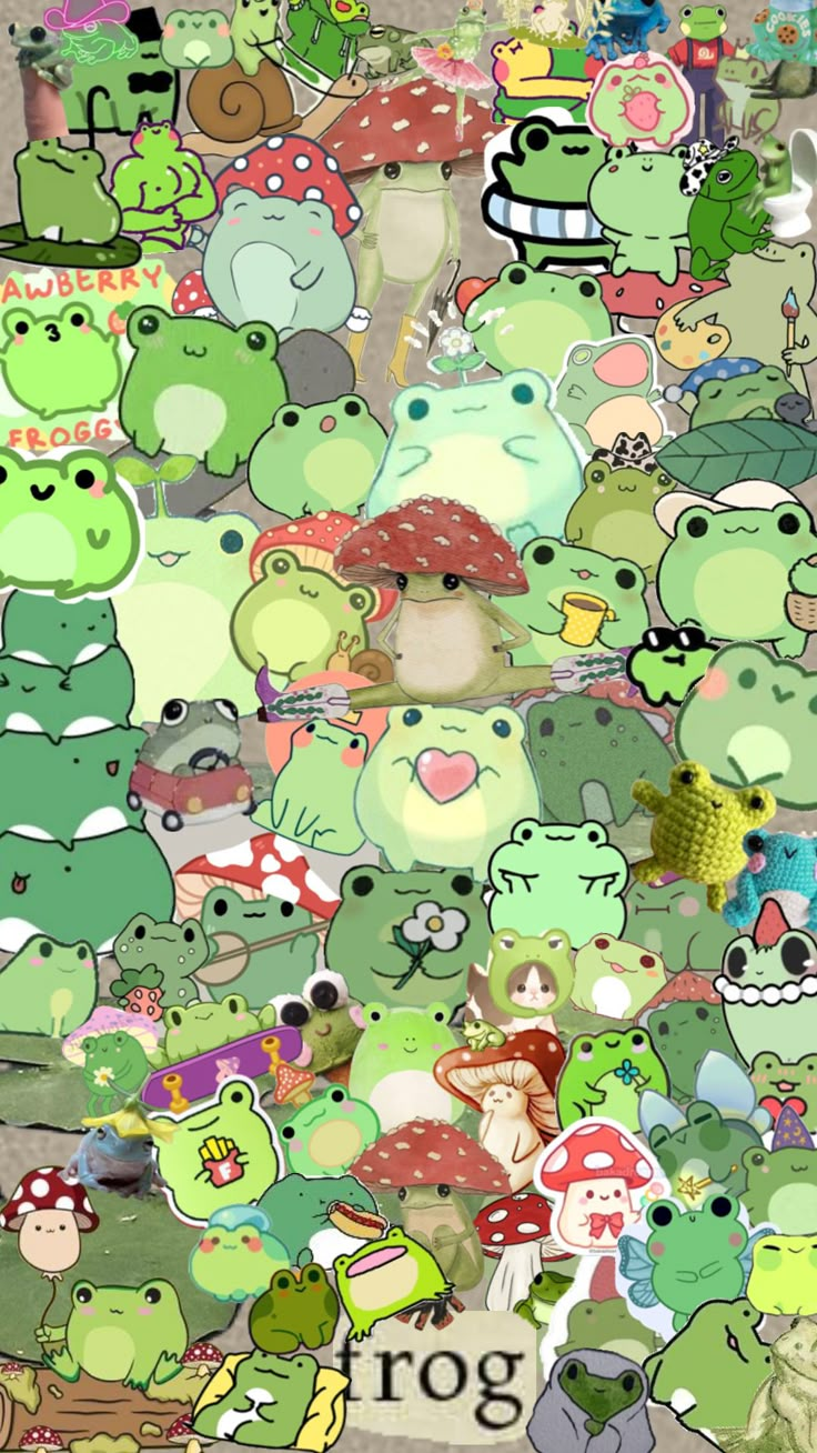 an image of many different cartoon characters in the same group, including frog and toad