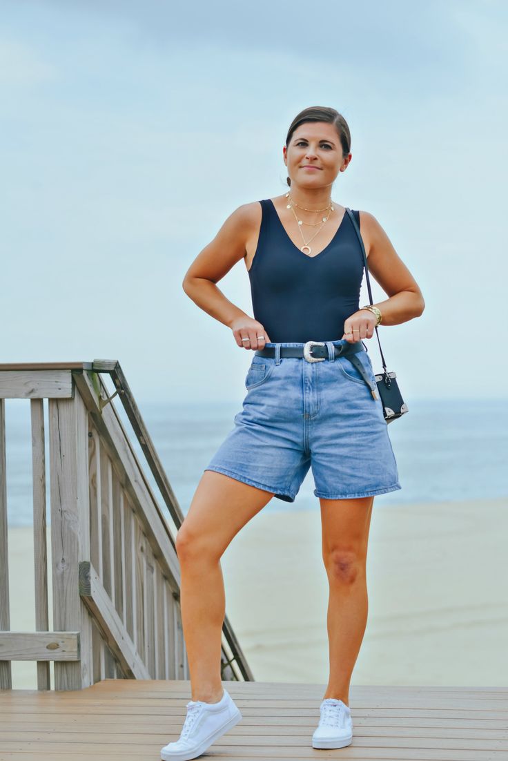 How To Wear Denim Shorts [As An Adult] // Denim Mom Jean Shorts, Denim Shorts Outfit, High-Waisted Denim Shorts Outfit Curvy Jean Shorts, Loose Denim Shorts Outfit, Mid Size Denim Shorts Outfit, High Waist Denim Shorts Outfit, Mom Jean Shorts Outfit Summer, Midi Shorts Outfit, High Rise Shorts Outfit, Mid Thigh Shorts Outfit, High Waisted Denim Shorts Outfit