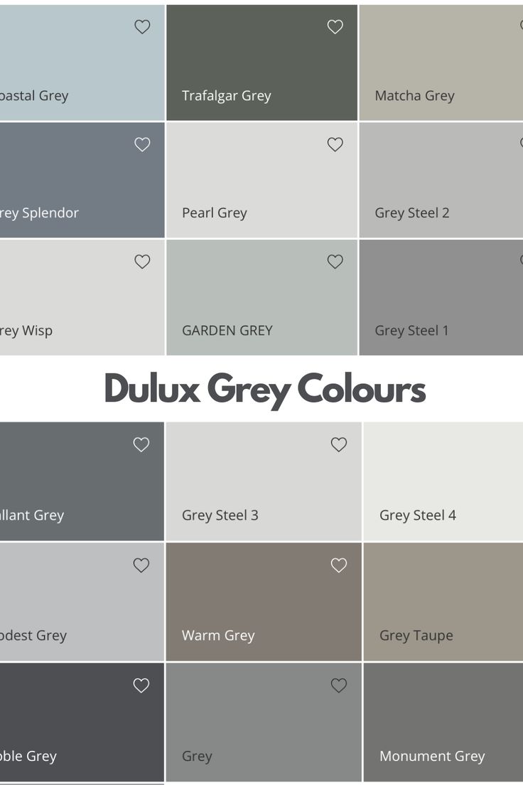 Dulux grey colours, a mix of different grey swatches by Dulux Paint Colours For Outside House, Grey And Charcoal House Exterior, Grey Color Room Bedrooms, Types Of Grey Colour, Grey Paint Ideas For Walls, Off Grey Walls Paint Colors, Grey Colour Interior Design, Anthracite Grey Colour Palette, Kitchen Colour Schemes Grey