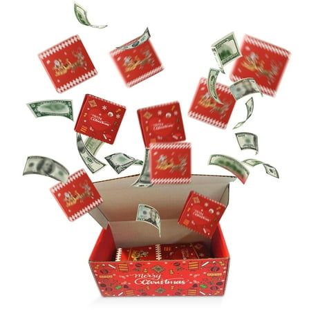 an open box filled with money flying out of it's top and bottom sides