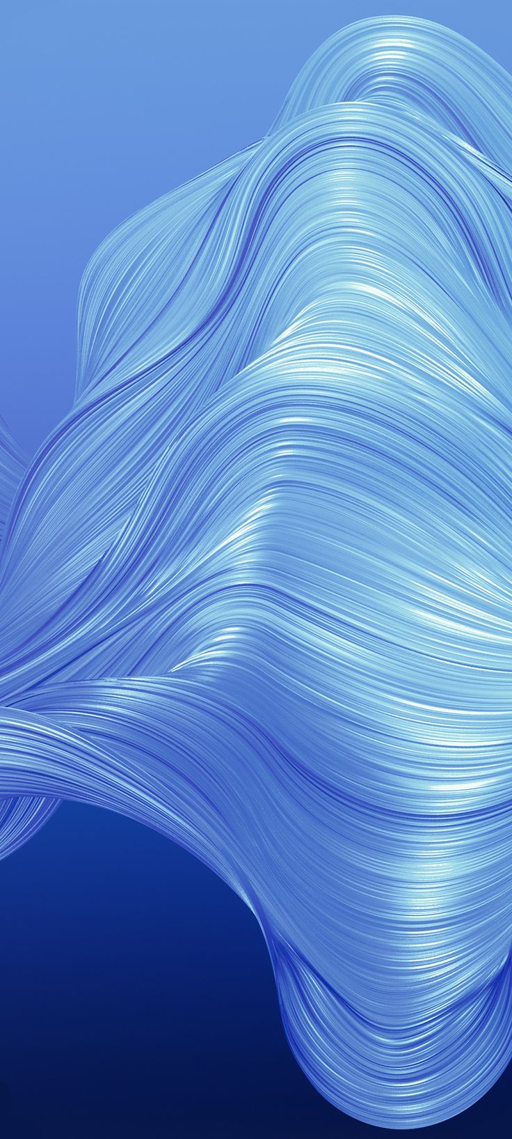 an abstract blue background with wavy hair in the foreground and on the top right corner