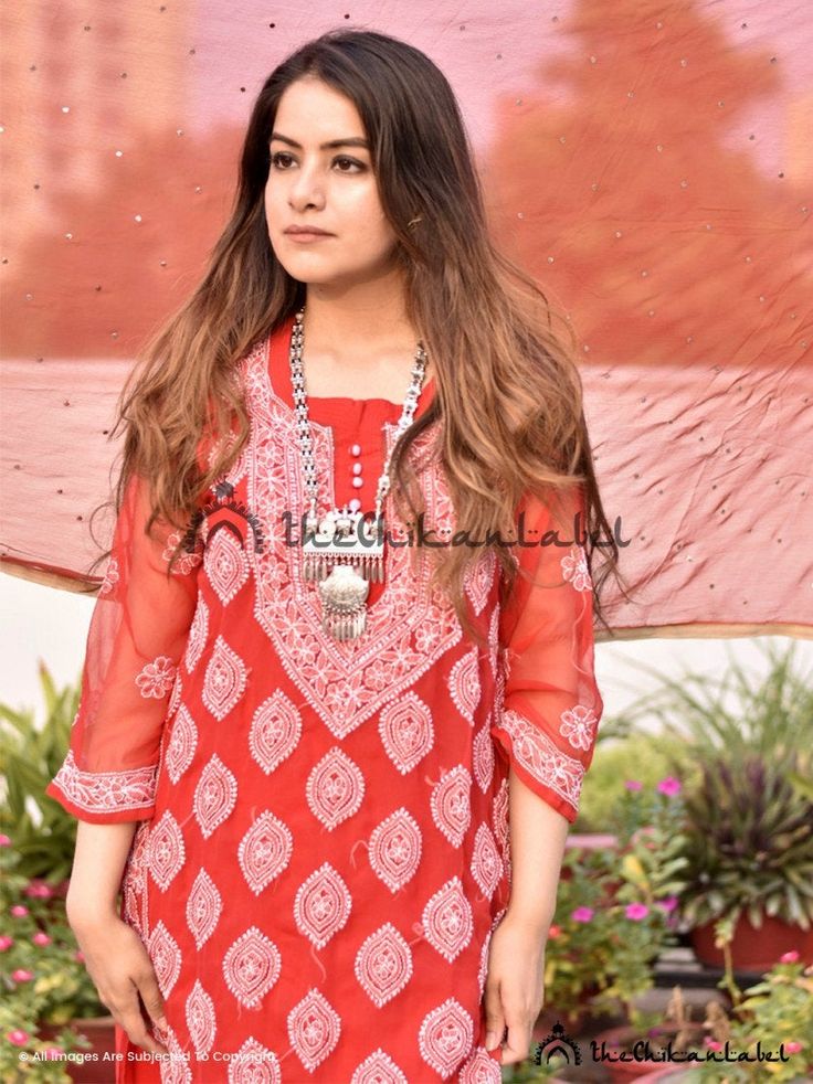 FREE INNER Kurta sharara set Red chikankari kurta palazzo set Indian lucknawi chikan handmade kurti Disclaimer : : Motifs of embroidery may vary as the images shown are for illustration purpose. PRODUCT SPECIFICATIONS Color : Red Fabric : Faux Georgette Sleeves : 3/4 Sleeves Style : Ethnic Wear Length : 42-44 Inches Occasions : Casual Wear, Office Wear, Party Wear Price Includes : As per choice Garment Care : Hand Wash Only PRODUCT FEATURES Flawless finishing Elegant looks Alluring patterns Skin Red Palazzo Set With Chikankari Embroidery And Straight Kurta, Red Straight Kurta Sets For Summer, Red Sharara With Straight Kurta For Puja, Traditional Red Palazzo Set With Chikankari Embroidery, Resham Embroidered Anarkali Set For Puja, Red Straight Kurta Palazzo Set For Summer, Red Summer Palazzo Set With Straight Kurta, Red Chikankari Embroidered Semi-stitched Palazzo Set, Red Semi-stitched Palazzo Set With Chikankari Embroidery