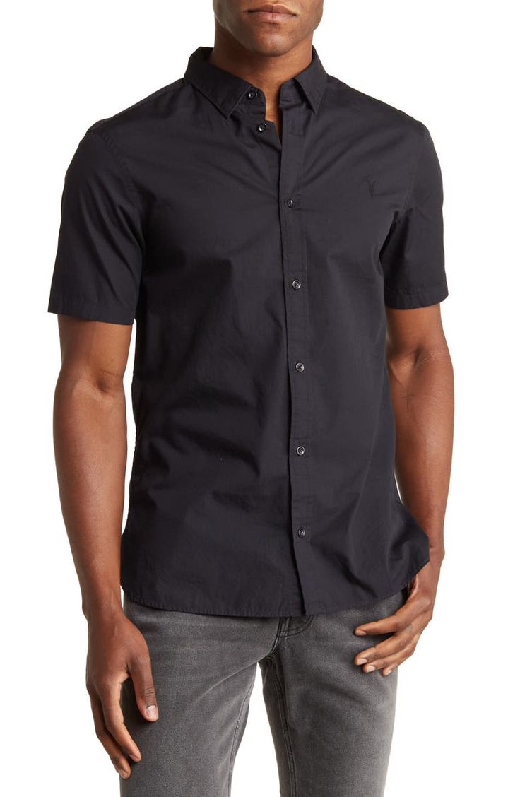 AllSaints Riviera Short Sleeve Button-Up Shirt | Nordstromrack College Wardrobe, Short Sleeve Button Up, All Saints, Warm Weather, Short Sleeve Shirt, Button Up Shirts, Button Up, Looks Great, That Look