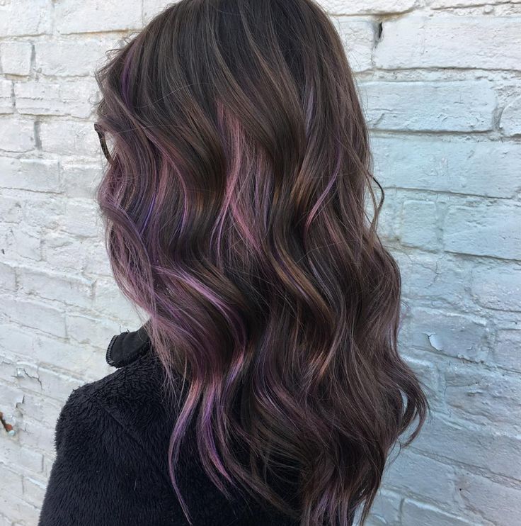 We love how this brunette Aveda color pops with a little burst of purple highlights. Work by Aveda artist Lorin Kay Victor. Purple Highlights Brown Hair, Purple Brown Hair, Purple Hair Highlights, Purple Balayage, Aveda Hair, Aveda Color, Purple Highlights, Physical Beauty, Brown Hair Balayage