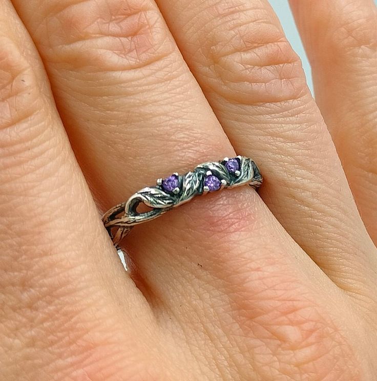 Fairy Celtic Knot Ring From Forest Tree Branch With Amethyst Leaf, Dainty Nature Inspired Elven Twist Twig Wedding Band, Fantasy Jewelry - Etsy Adjustable Purple Birthstone Ring For Anniversary, Lavender Birthstone Jewelry For Anniversary, Heirloom Silver Amethyst Wedding Ring, Adjustable Sterling Silver Amethyst Ring For Wedding, Spiritual Amethyst Birthstone Ring For Anniversary, Amethyst Sterling Silver Wedding Ring, Heirloom Silver Amethyst Jewelry, Spiritual Amethyst Wedding Ring, Adjustable Purple Amethyst Wedding Ring