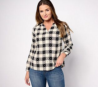 Whether you're dressing up for a special occasion or keeping it casual on the weekend, this plaid blouse is a timeless option that pairs well with everything from pencil skirts to jeans to trousers. From Denim & Co.® Fashions. Spring Plaid V-neck Blouse, Classic Tops For Day Out In Fall, Fall Gingham Button-up Blouse, Plaid V-neck Tops For Fall, Chic Plaid Collared Blouse, Chic Collared Plaid Blouse, Chic Plaid Blouse For Daywear, Trendy Plaid Blouse For Fall, Classic Fall Blouse For Casual Gatherings