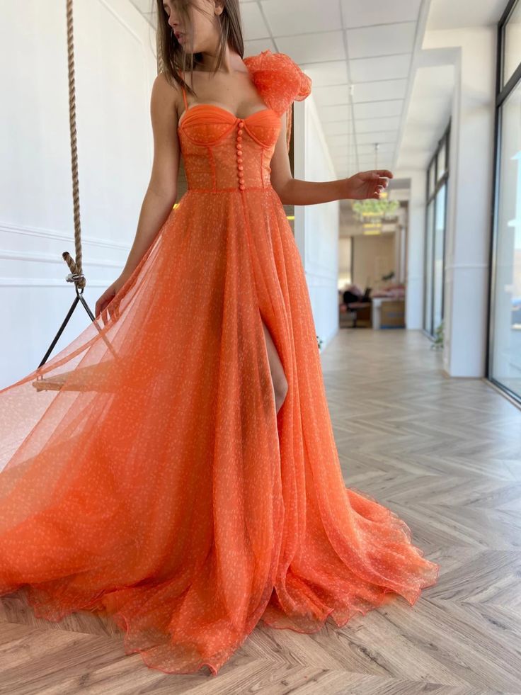 Persimmon Organza Gown | Teuta Matoshi Teuta Matoshi Dresses, Matoshi Dress, Pretty Gowns, Mocha Dress, Teuta Matoshi, Dress Room, Royalty Dress, Organza Gown, Organza Gowns