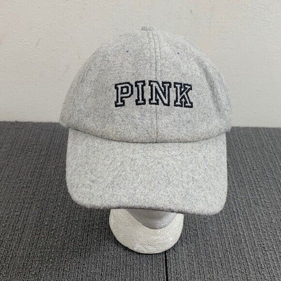 Pink Victoria's Secret Baseball Hat Womens OS Gray Wool Blend Strapback Cap Casual Snapback Hat With Letter Embroidery, College Baseball Season Cap With Visor, College Baseball Cap For Baseball Season, College Baseball Season Visor Cap, Gray Casual Fitted Hat For Baseball Season, Casual Gray Fitted Hat For Baseball Season, Casual Adjustable Hat For College, Gray Snapback Hat For Baseball Season, Gray Snapback Hat For Baseball Season Streetwear