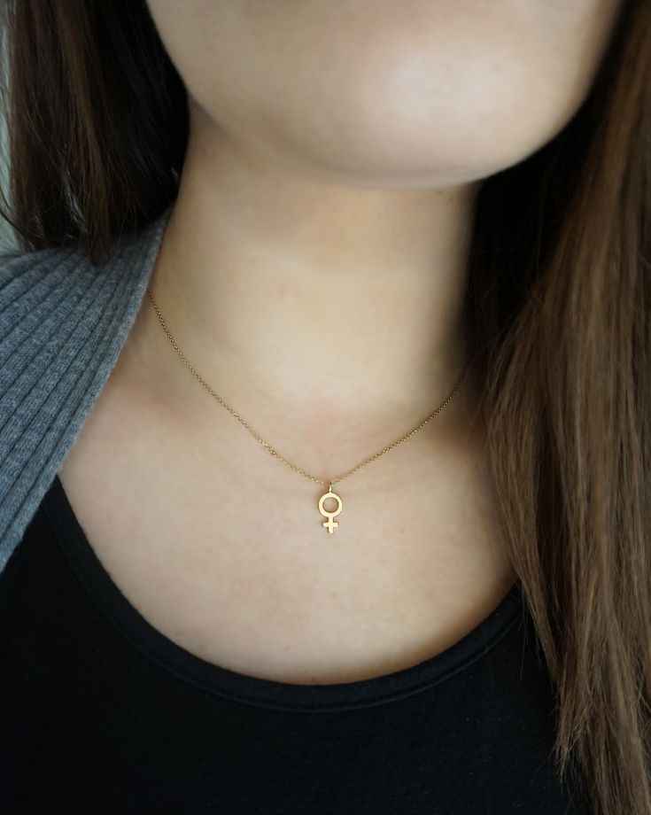 14K 9K Female Symbol Necklace, Feminist Necklace, Solid Gold Charm necklace, Girl Power, Dainty rose gold necklace, Gift Women, Venus gold necklace, Feminism Necklace, Rose Gold Necklace, Yellow Gold Necklace, Venus symbol necklace, FREE EXPRESS SHIPPING A delicate 14K or 9K solid gold necklace with a female symbol charm. 'Be a girl with a mind, be a women with attitude and a lady with class.' ;) ------------------------------------------- D E T A I L S 14K Solid Gold or 9K Solid Gold Venus symb Hypoallergenic 14k Gold Necklace, Yellow Gold Necklaces For Mother's Day, Rose Gold Sterling Silver Charm Necklaces, Dainty Charm Necklaces With Adjustable Chain, Dainty Clavicle Chain Charm Necklaces, Delicate Chain Charm Necklace With Round Pendant, Delicate Charm Necklace For Her, Delicate Charm Necklace As Gift For Her, Dainty Green Jewelry