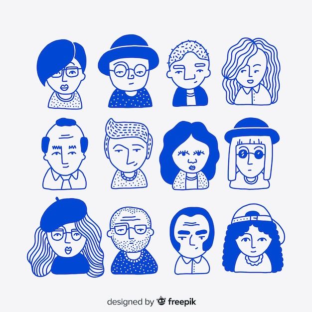 people avatars in blue and white