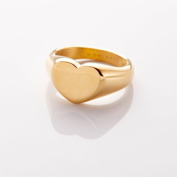 Heart Signet Ring - Nominal Minimalist Rings With Heart Charm For Everyday, Minimalist Heart Charm Ring For Everyday Wear, Minimalist Heart Charm Ring For Everyday, Minimalist Everyday Ring With Heart Charm, Everyday Minimalist Ring With Heart Charm, Minimalist Everyday Heart Ring With Charm, Everyday Minimalist Rings With Heart Charm, Everyday Yellow Gold Heart Charm Ring, Everyday Yellow Gold Heart Ring With Charm