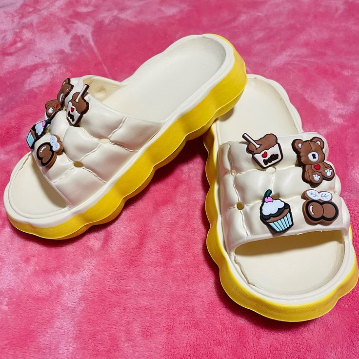 These Are Yellow Cute Brown Bear Sandals Slides Shoes For Women The Size Is 6 The Shoes Have Never Been Worn And They Are Brand New. There Are No Damages, No Signs Of Wear, And No Tears I Ship Within 1-3 Days Excluding Sundays And Holidays From A Smoke-Free House Cute Brown Bear, Shoes Size 6, Cute Bear, Slides Shoes, Cute Bears, Brown Bear, Yellow And Brown, Shoes For Women, Women's Shoes Sandals