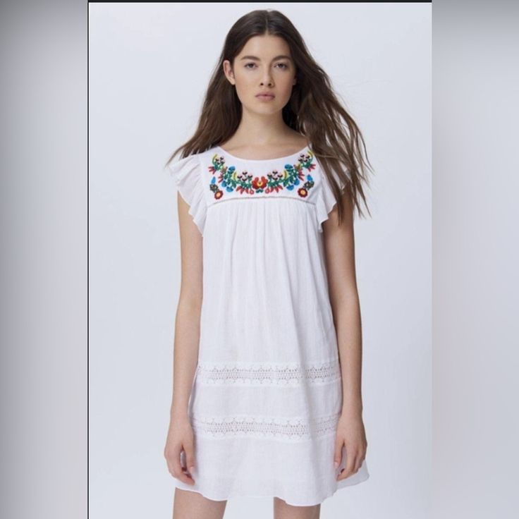 Nwt, Super Cute White Mini With Embroidery Line, Oversized Fit Perfect For Summer Cut With A Breezy Silhouette And Topped With Bright Embroidery, This Ruffled Dress Belongs At The Top Of The Packing List For Your Next Sunny Getaway. Style Name: Rebecca Minkoff Boca Dress Casual Embroidered Daywear Dresses, Casual Floral Embroidered Dress For Daywear, Folk Style Summer Dresses For Daywear, Spring White Mini Dress With Embroidered Hem, Casual Summer Mini Dress With Embroidered Hem, White Embroidered Hem Mini Dress For Spring, White Mini Dress With Embroidered Hem For Spring, Casual Summer Embroidered Dress For Daywear, Casual White Embroidered Mini Dress