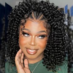 Braided Wigs Premium Synthetic Fiber Deep Wave Short Bob Lace Frontal Wigs -Alipearl Hair Short Bob Braids, Black Hair Updo Hairstyles, Curly Crochet Hair Styles, Feed In Braids Hairstyles, Quick Weave Hairstyles, Braided Cornrow Hairstyles, Twist Braid Hairstyles, Corte Pixie, Hair Twist Styles