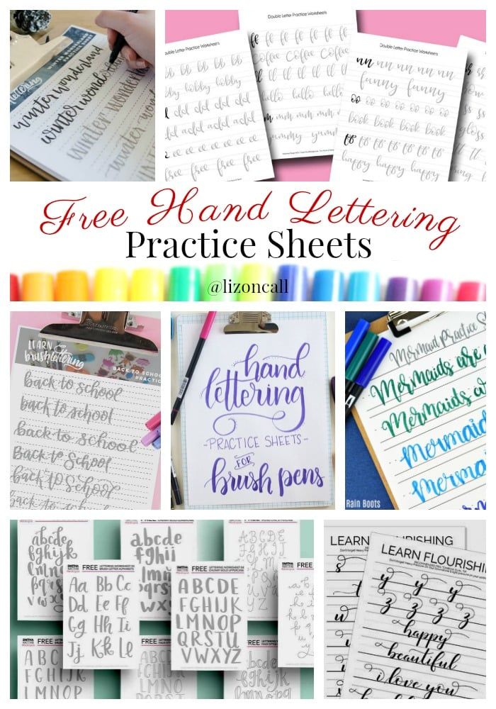 the free hand lettering practice sheets are perfect for handwriting, cursive writing and more