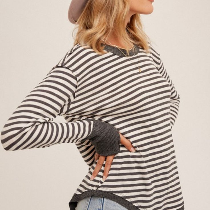 50% Viscose 45% Polyester 5% Spandex Trendy Soft Knit Tops, Trendy Soft Knit Tops For Everyday, Casual Striped Fine Knit Tops, Striped Fine Knit Tops, Striped Fine Knit Casual Tops, Everyday White Knit Top, Casual Soft Knit Striped Top, White Soft Knit Tops For Everyday, Everyday Crew Neck Soft Knit Tops