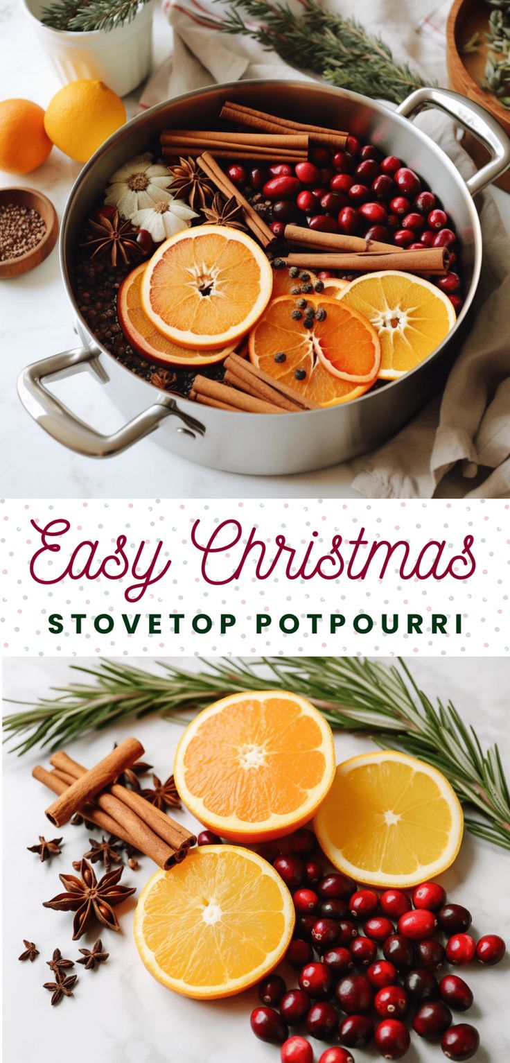 an easy christmas stove top potpour with oranges and cinnamon