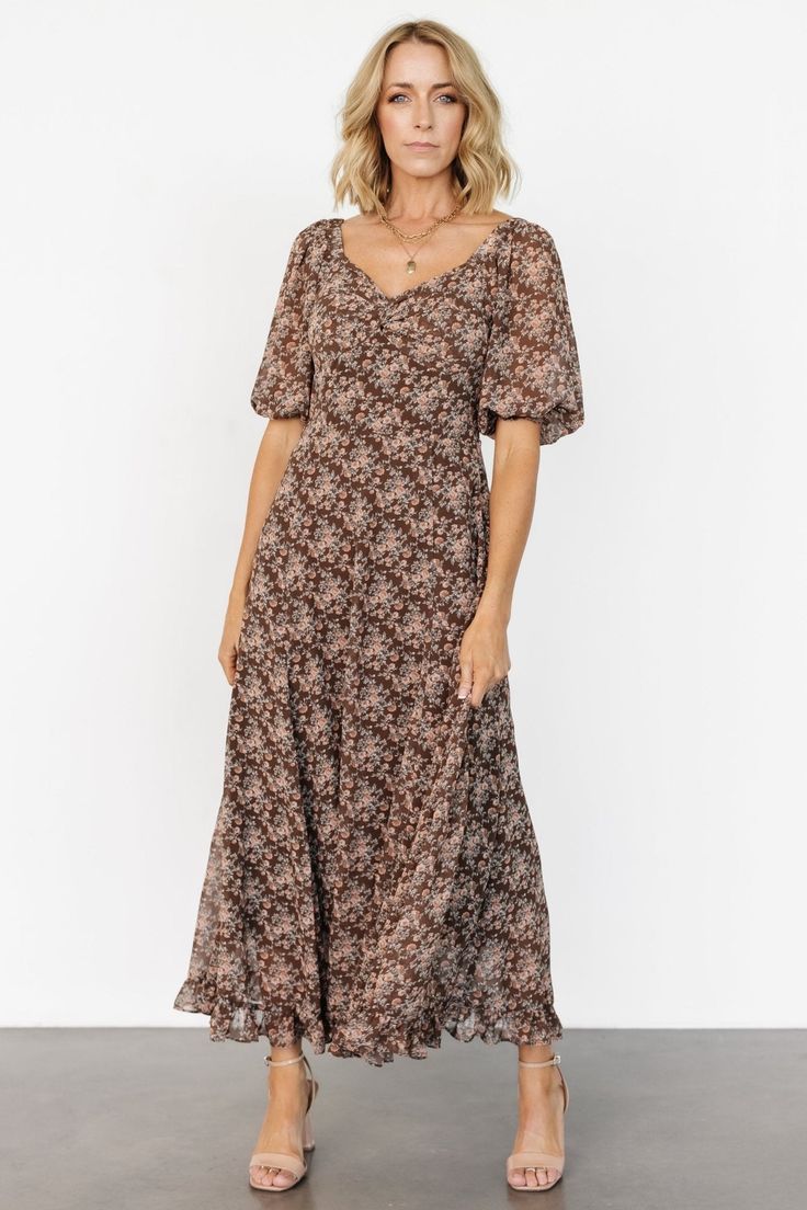 Camryn Maxi Dress | Brown Floral - Baltic Born