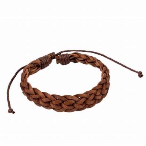 a brown braid bracelet on a white background